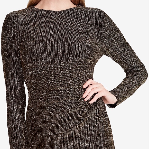 Lauren Ralph Lauren slim fit Metallic Ruched Dress - Picture 3 of 6